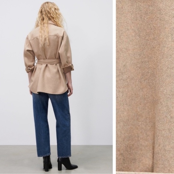 NWT ZARA Oversized Utility Shacket Chore Coat XS with Belt - Picture 6 of 16